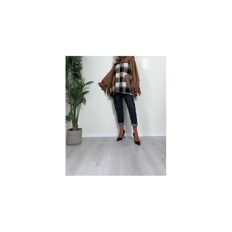 Cappotto con cappuccio e frange CELLOFUN