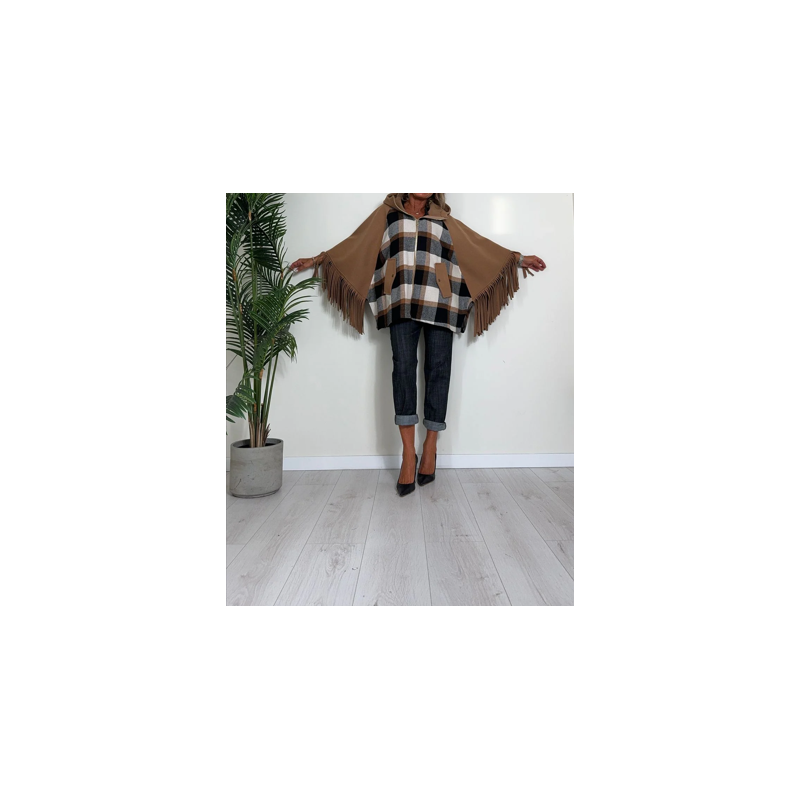 Cappotto con cappuccio e frange CELLOFUN