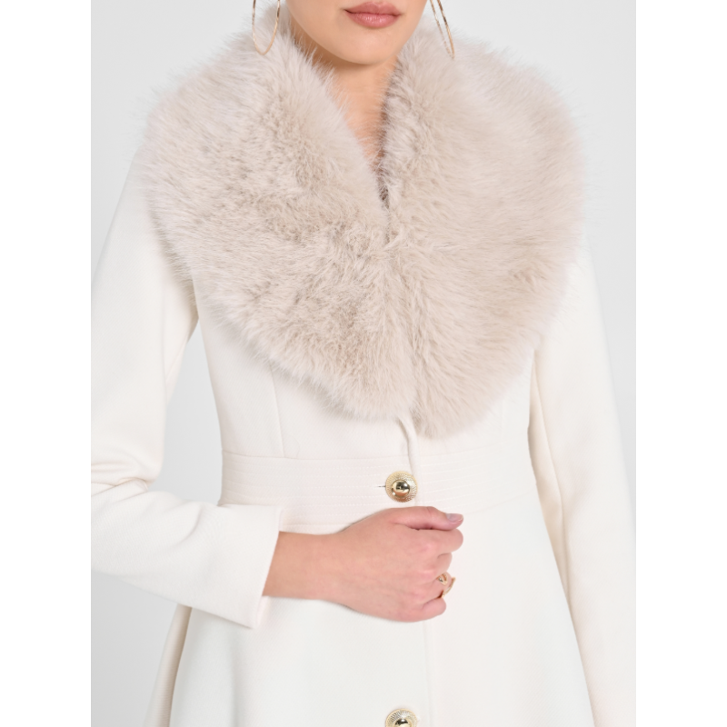 Cappotto con collo in eco-pelliccia "RINASCIMENTO"