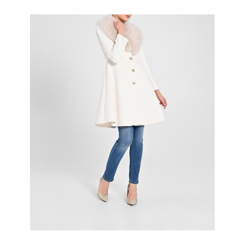 Cappotto con collo in eco-pelliccia "RINASCIMENTO"