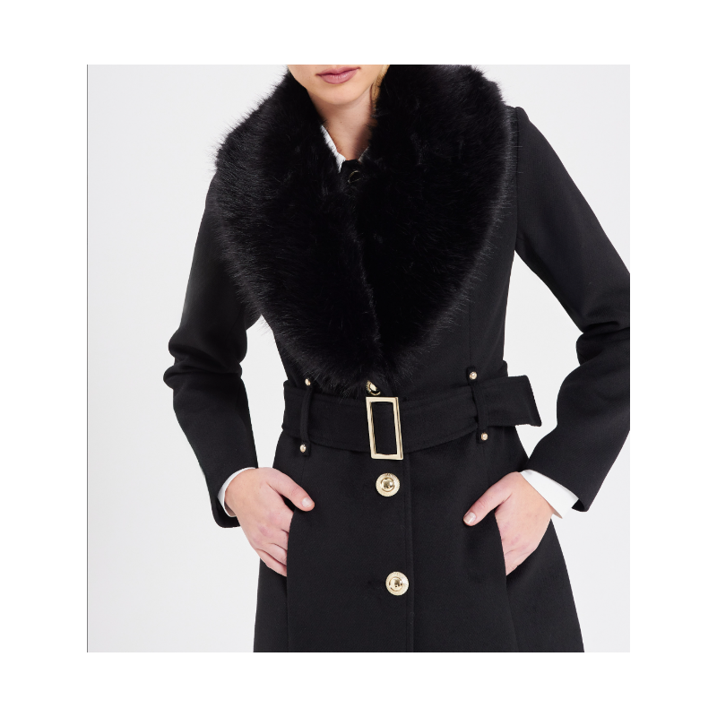 Cappotto CURVY collo pelliccia "RINASCIMENTO"