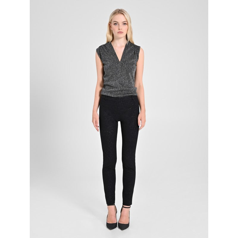 Pantalone chino glitterato nero "RINASCIMENTO"