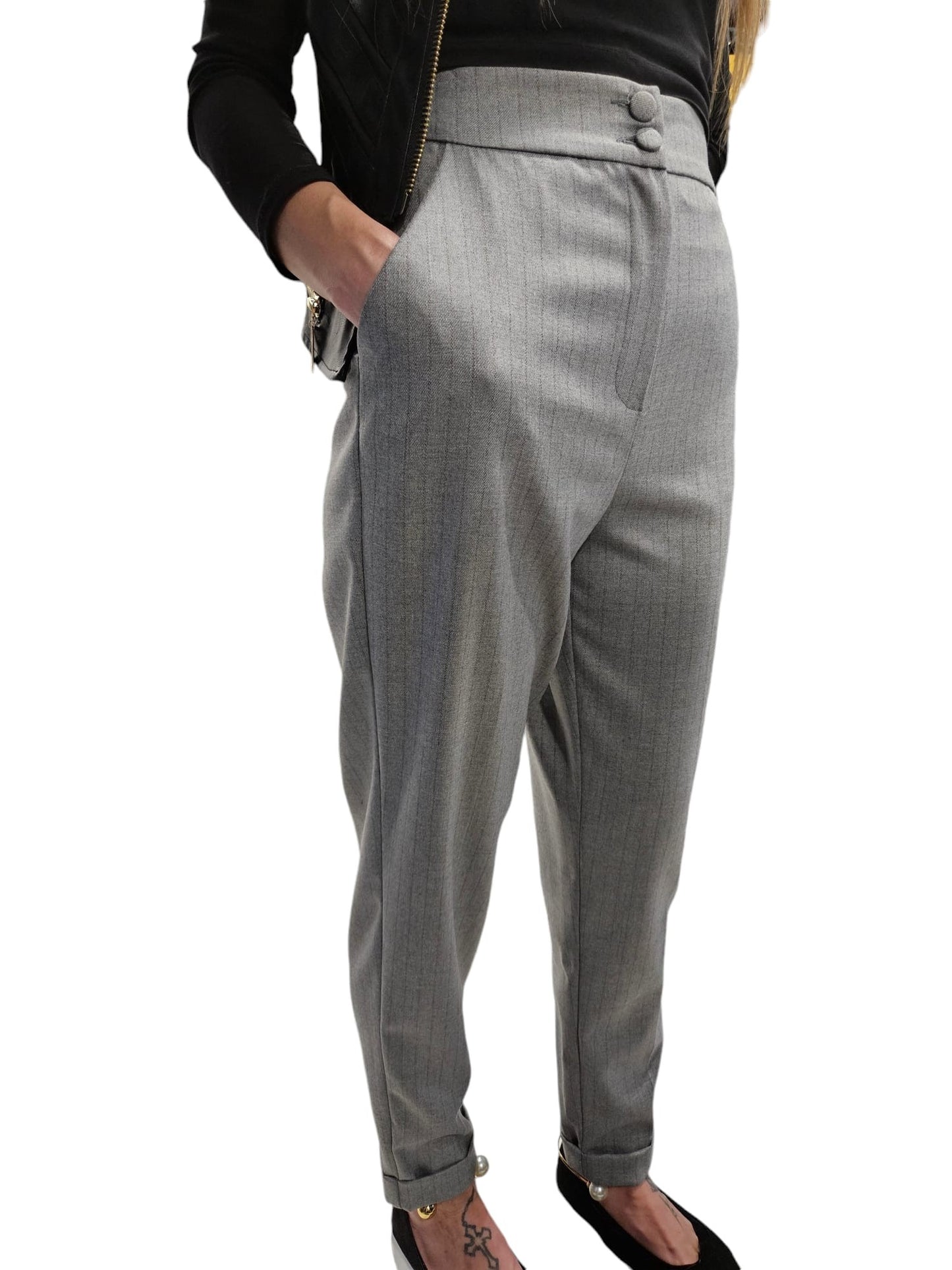 Pantalone gessato capri "PINK MOOD"