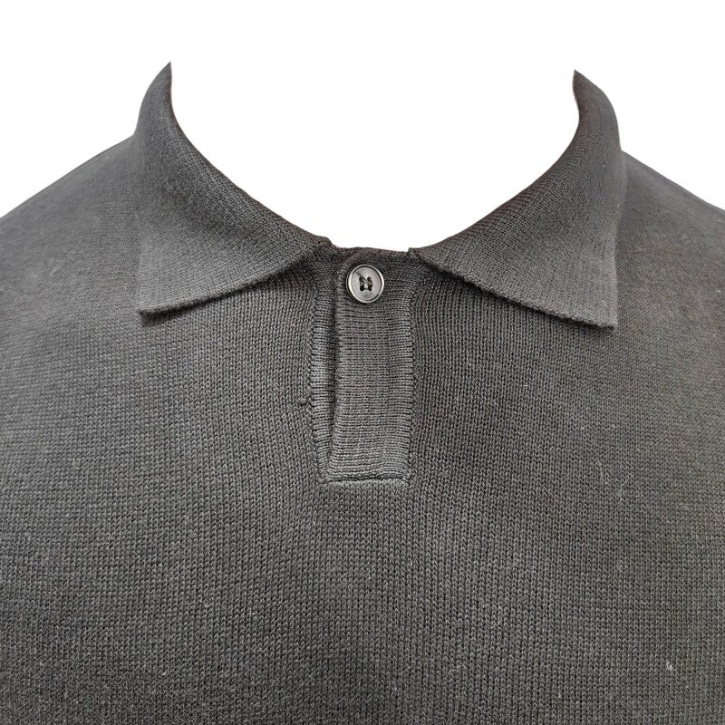Polo Colletto Derby in Cotone e Cachemire nero