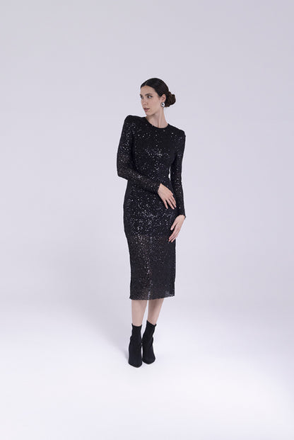 Abito lungo paillettes con schiena scoperta "AN-AIM"