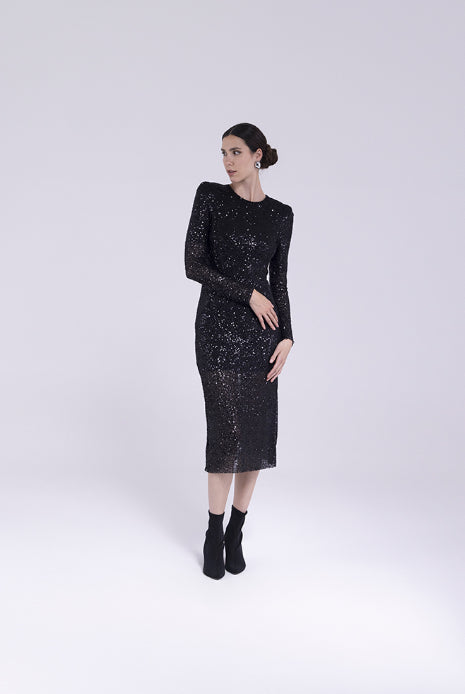 Abito lungo paillettes con schiena scoperta "AN-AIM"