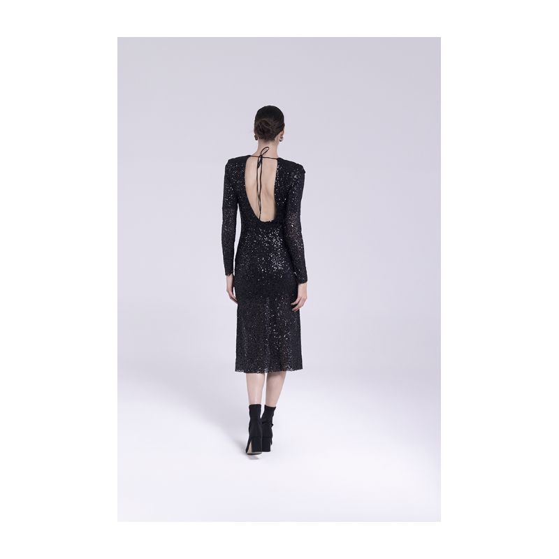 Abito lungo paillettes con schiena scoperta "AN-AIM"