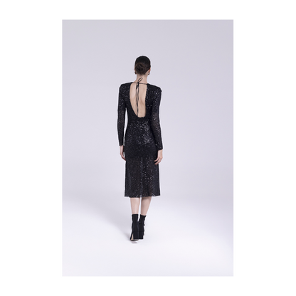 Abito lungo paillettes con schiena scoperta "AN-AIM"