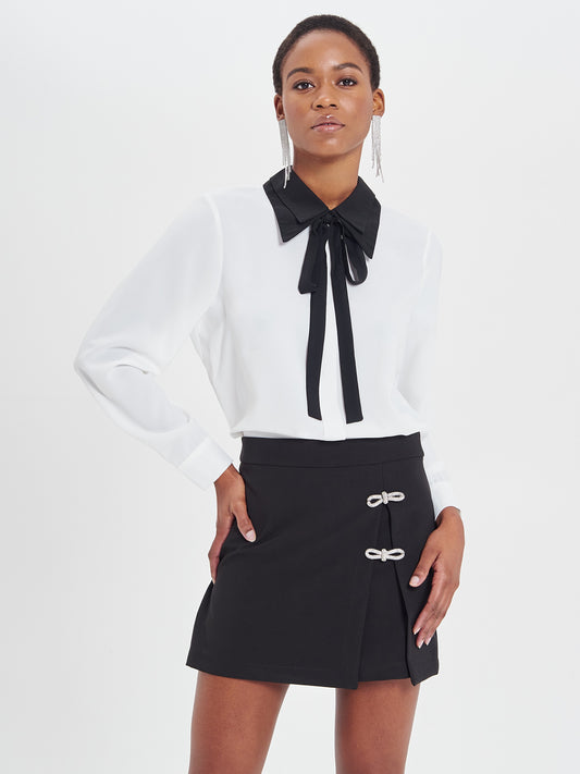Blusa bicolor con fiocco "RINASCIMENTO"