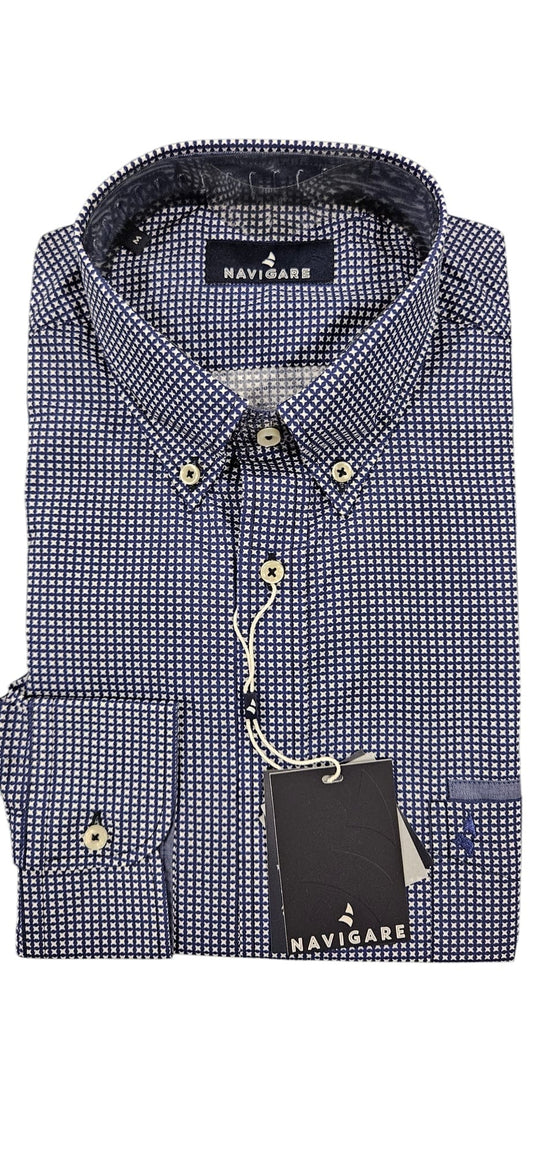 Camicia micro fantasia botton down "NAVIGARE"
