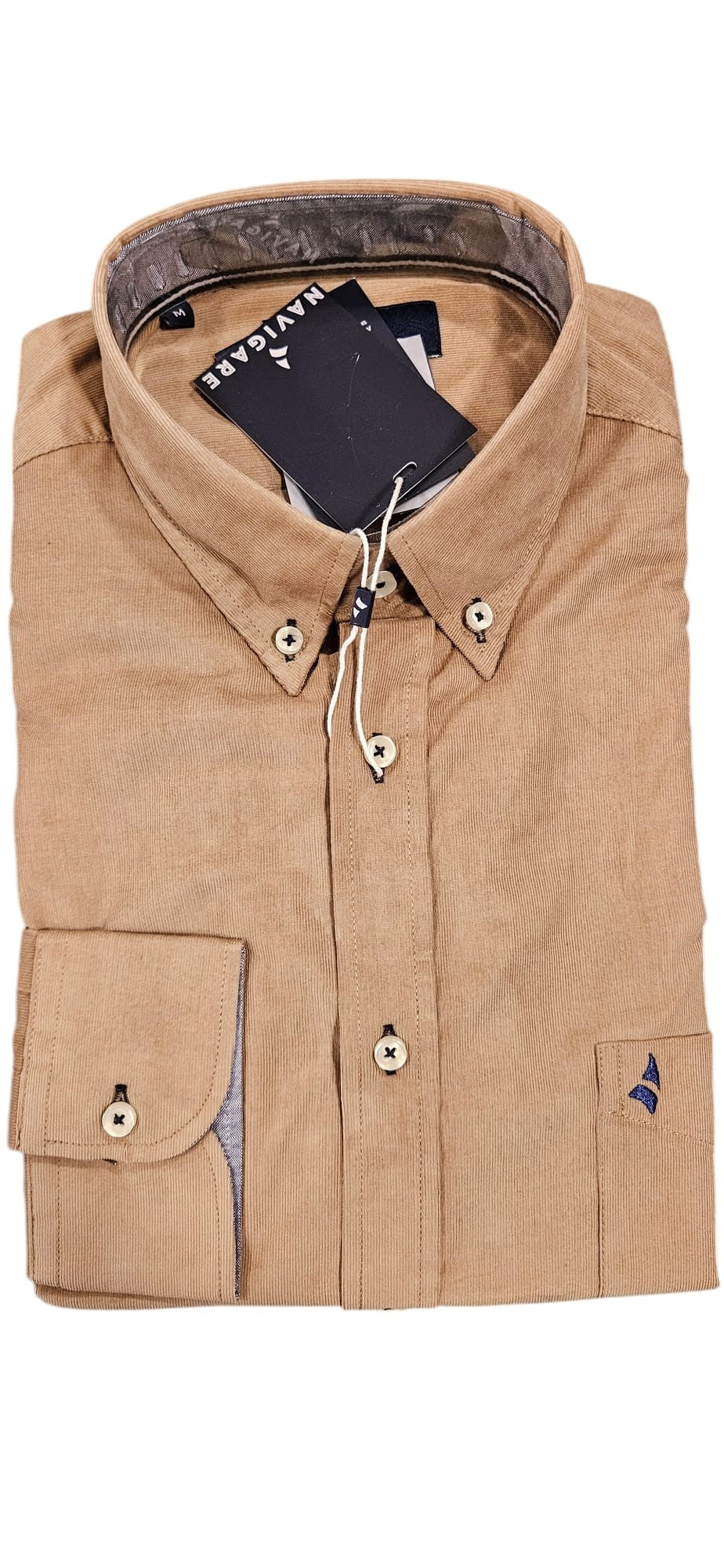 Camicia regular a costa ultrafine in velluto "NAVIGARE"