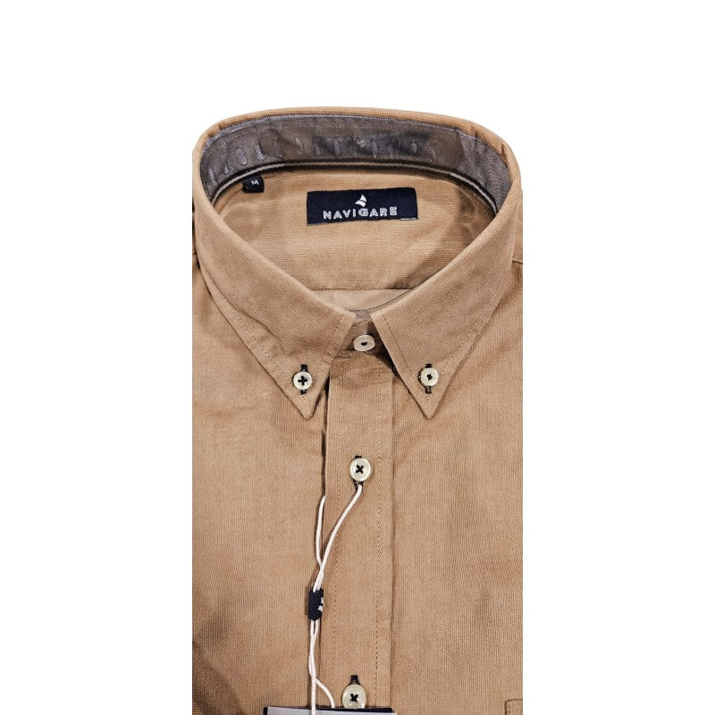 Camicia regular a costa ultrafine in velluto "NAVIGARE"