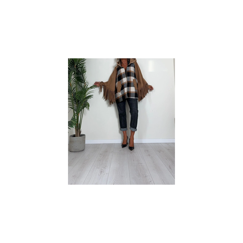 Cappotto con cappuccio e frange CELLOFUN