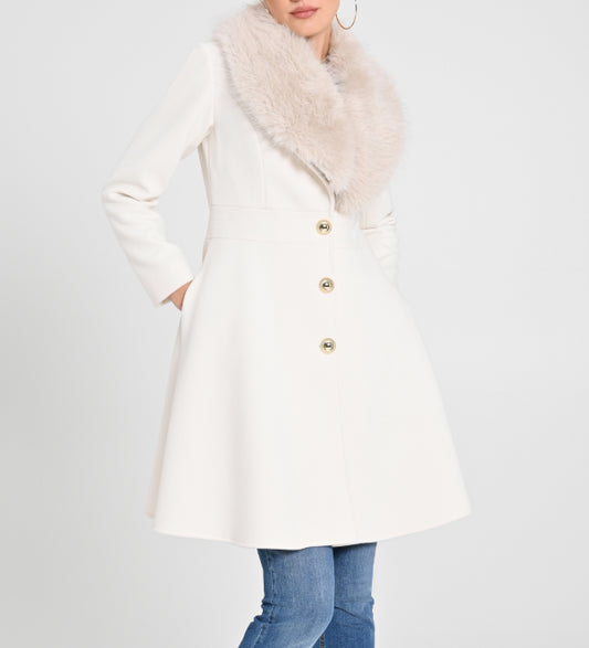 Cappotto con collo in  eco-pelliccia "RINASCIMENTO"