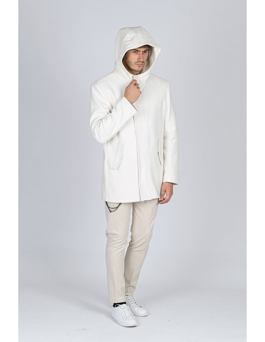 Cappotto in Misto Lana con Cappuccio TKS