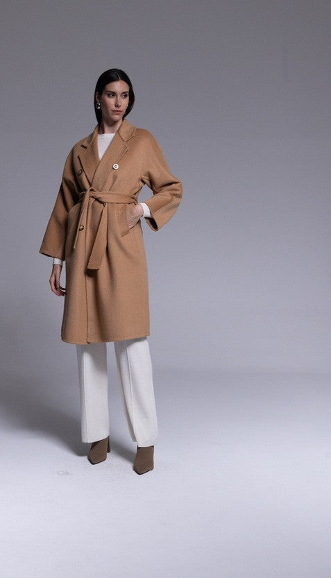 Cappotto Lungo Doppiopetto Oversize in Lana 100% "AN-AIM"