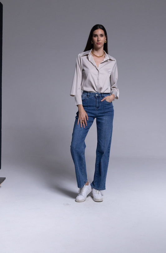 Jeans a palazzo con nervo "AN-AIM"