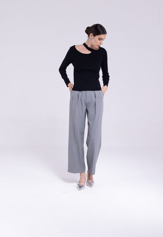 Pantalone a palazzo con pence "AN-AIM"