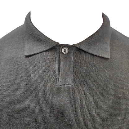 Polo Colletto Derby in Cotone e Cachemire nero