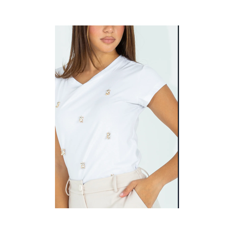 T-Shirt con applicazioni Teddy "PINK MOOD"